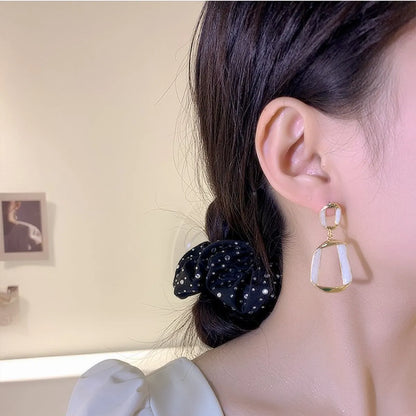 1 Pair Simple Style Square Patchwork Alloy Drop Earrings