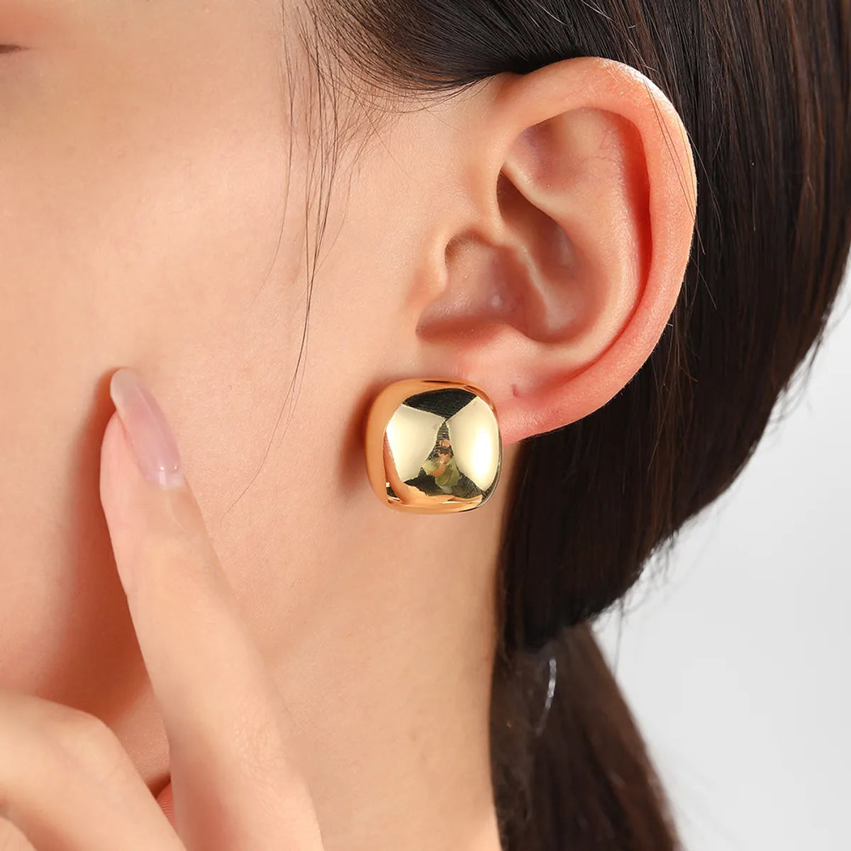 1 Pair Simple Style Square Plating Brass Ear Studs