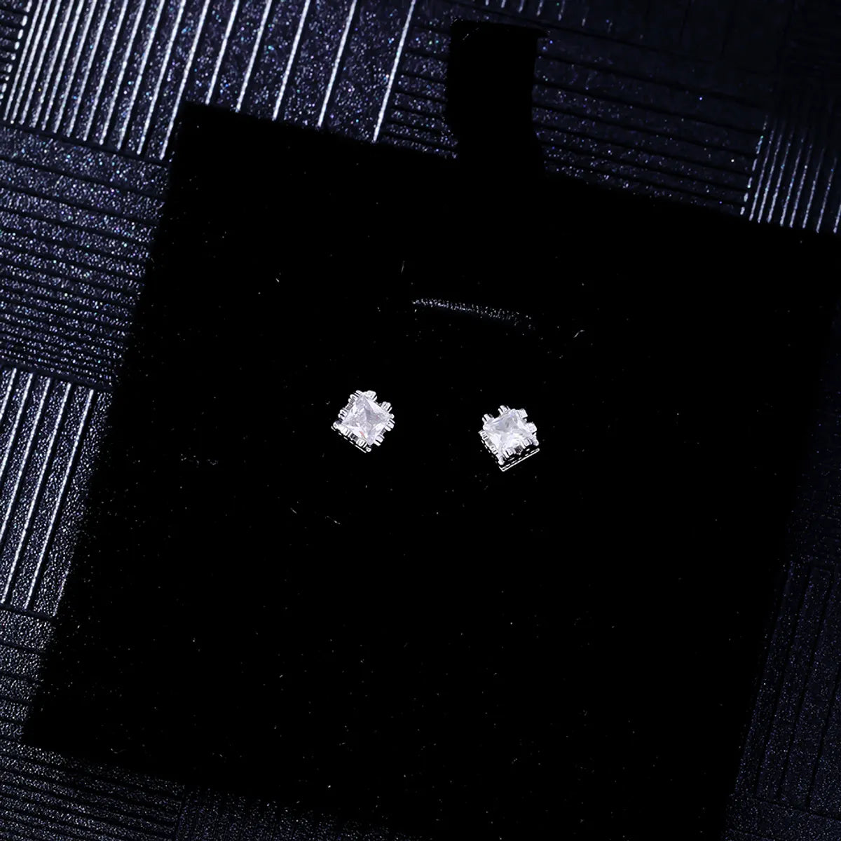 1 Pair Simple Style Square Plating Inlay Copper Zircon White Gold Plated Ear Studs