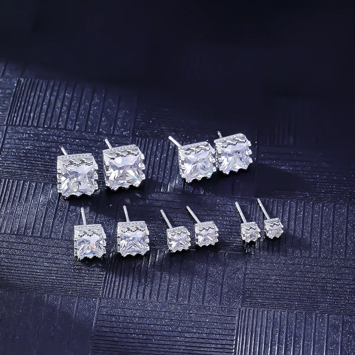 1 Pair Simple Style Square Plating Inlay Copper Zircon White Gold Plated Ear Studs