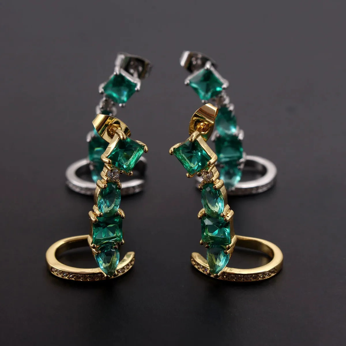 1 Pair Simple Style Square Plating Inlay Copper Zircon White Gold Plated Gold Plated Ear Cuffs