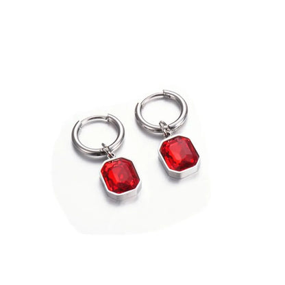 1 Pair Simple Style Square Plating Inlay Stainless Steel Glass Drop Earrings