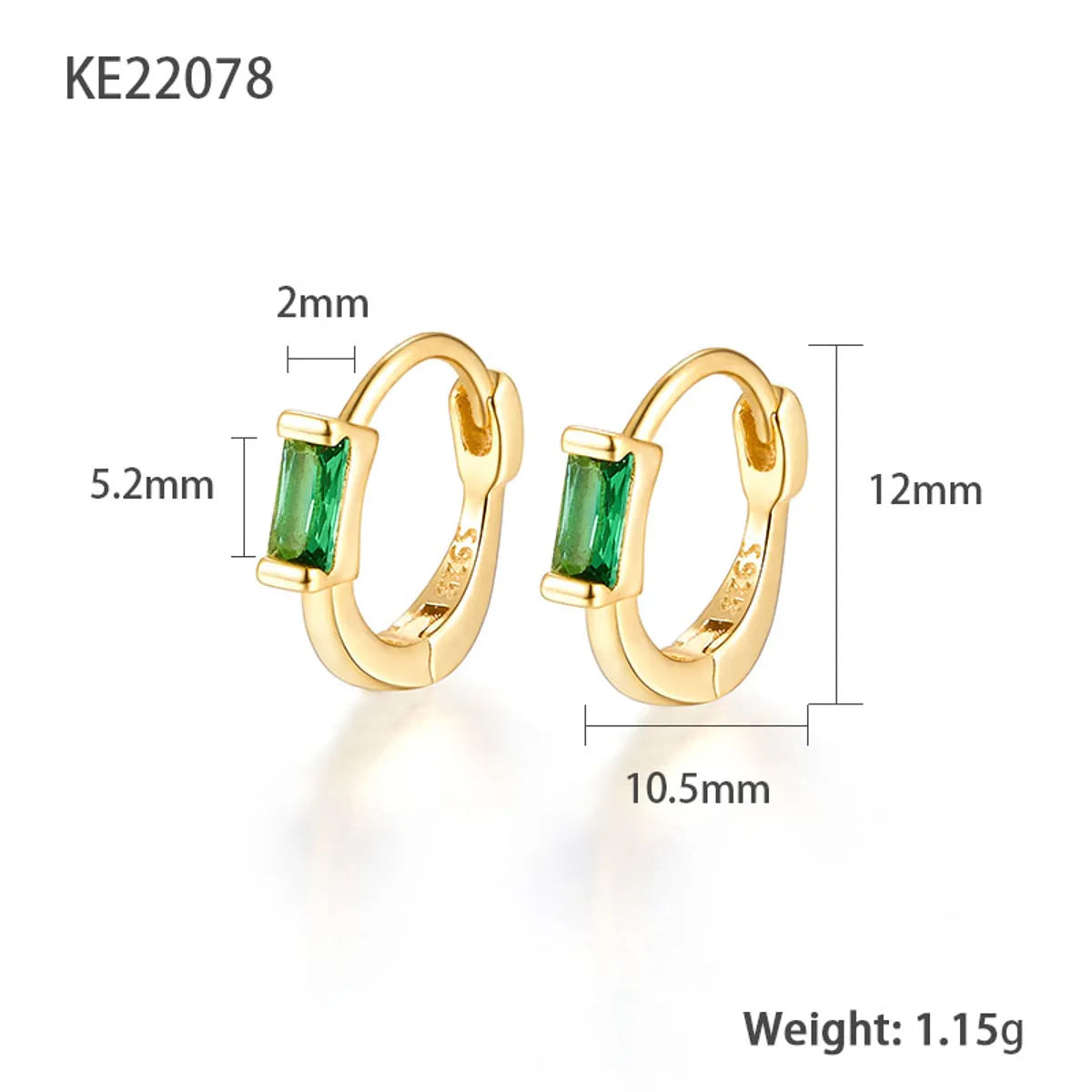 1 Pair Simple Style Square Plating Inlay Sterling Silver Zircon 18k Gold Plated White Gold Plated Earrings