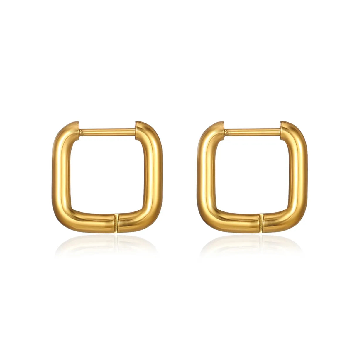 1 Pair Simple Style Square Plating Stainless Steel 18k Gold Plated Earrings