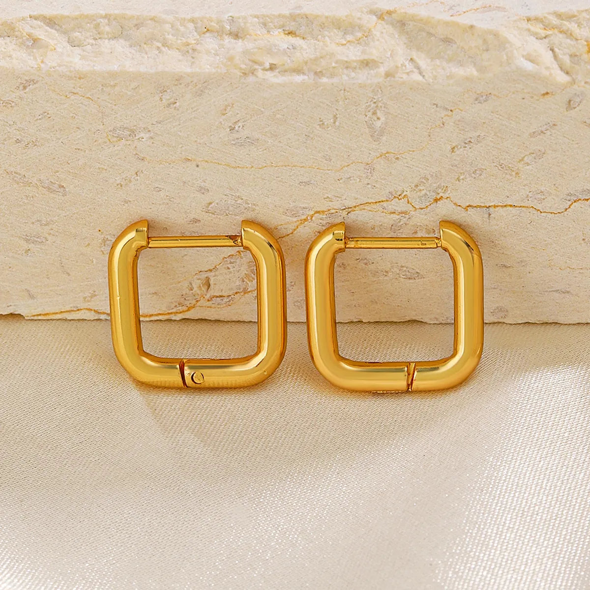 1 Pair Simple Style Square Plating Stainless Steel 18k Gold Plated Earrings