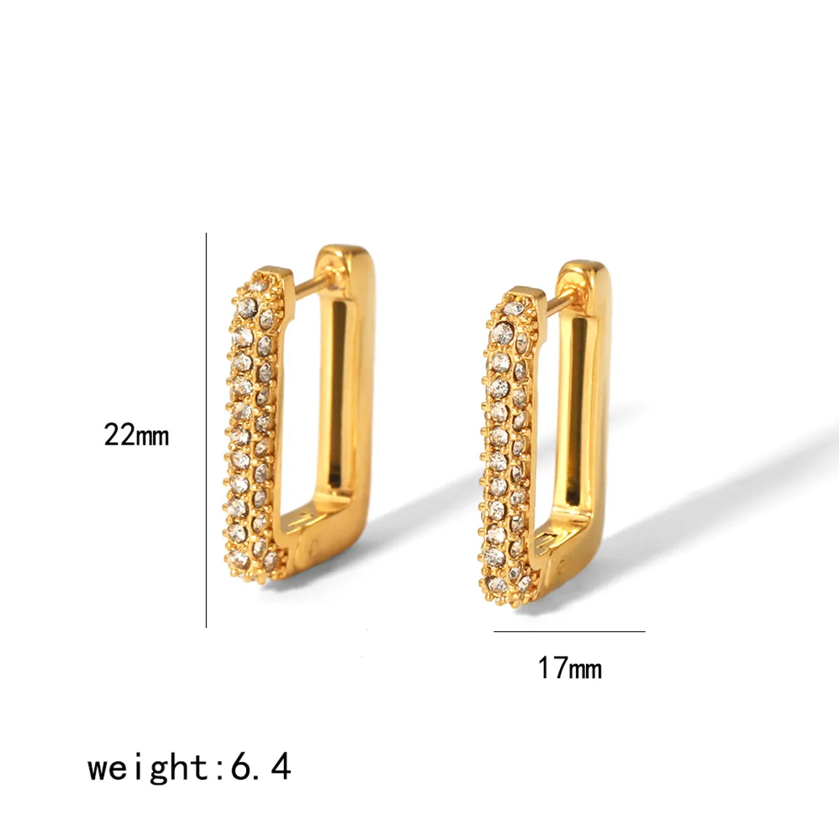 1 Pair Simple Style Square Polishing Plating Inlay 304 Stainless Steel 18K Gold Plated Earrings