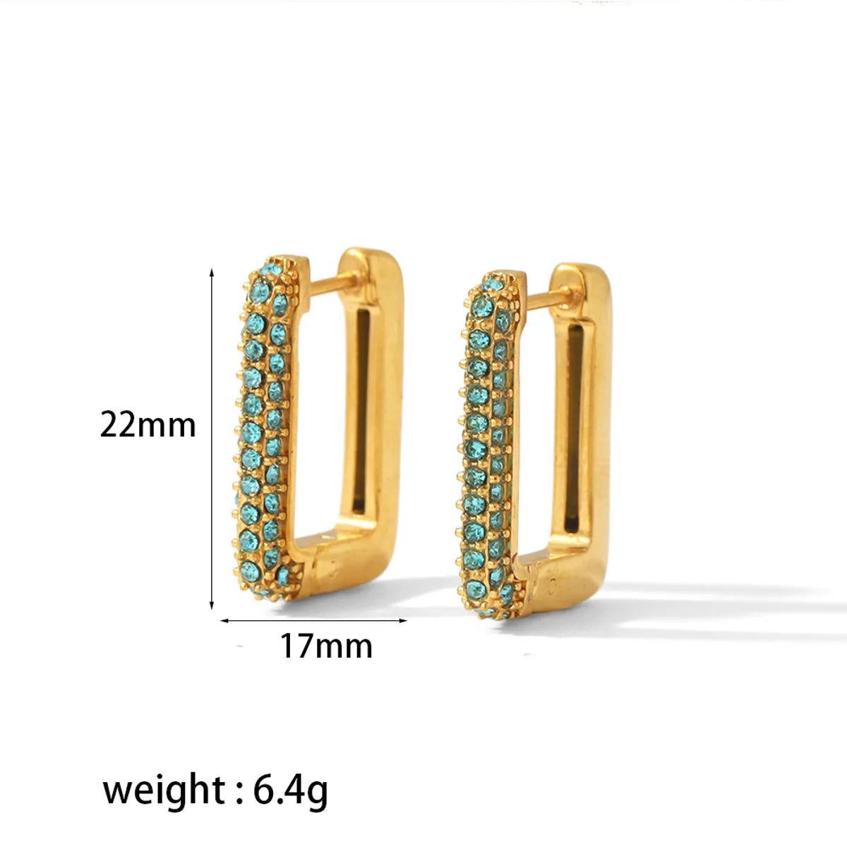 1 Pair Simple Style Square Polishing Plating Inlay 304 Stainless Steel 18K Gold Plated Earrings