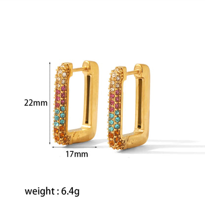 1 Pair Simple Style Square Polishing Plating Inlay 304 Stainless Steel 18K Gold Plated Earrings