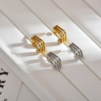 1 Pair Simple Style Square Stainless Steel Drop Earrings