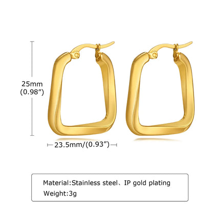 1 Pair Simple Style Square Polishing Plating 201 Stainless Steel Earrings