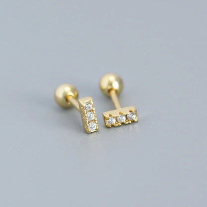 1 Pair Simple Style Square Sterling Silver Plating Inlay Zircon Ear Studs