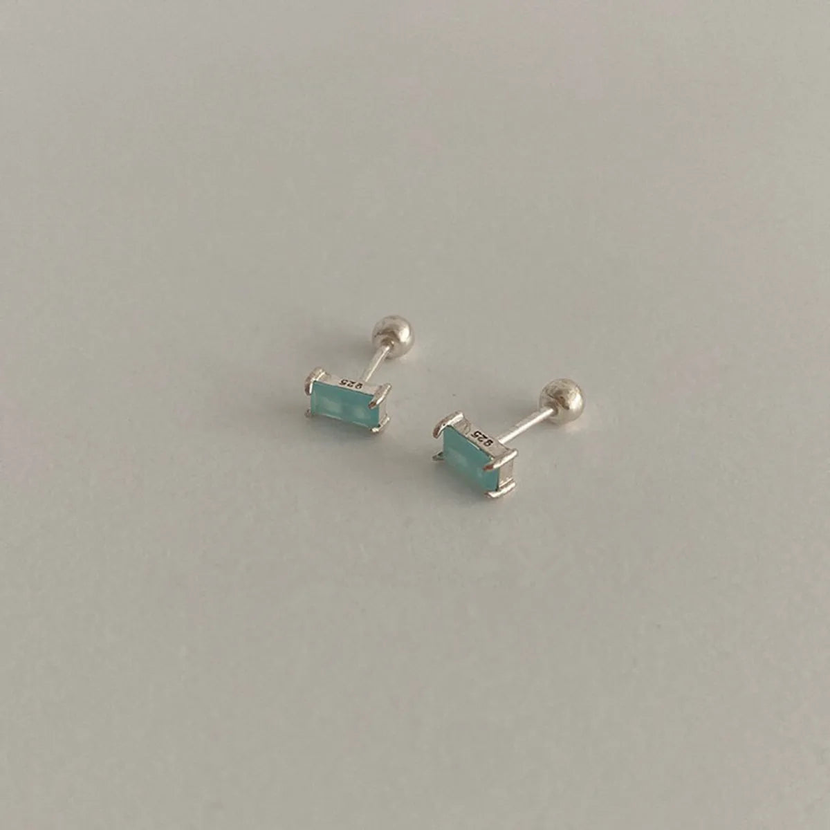 1 Pair Simple Style Square Sterling Silver Plating Inlay Zircon Ear Studs