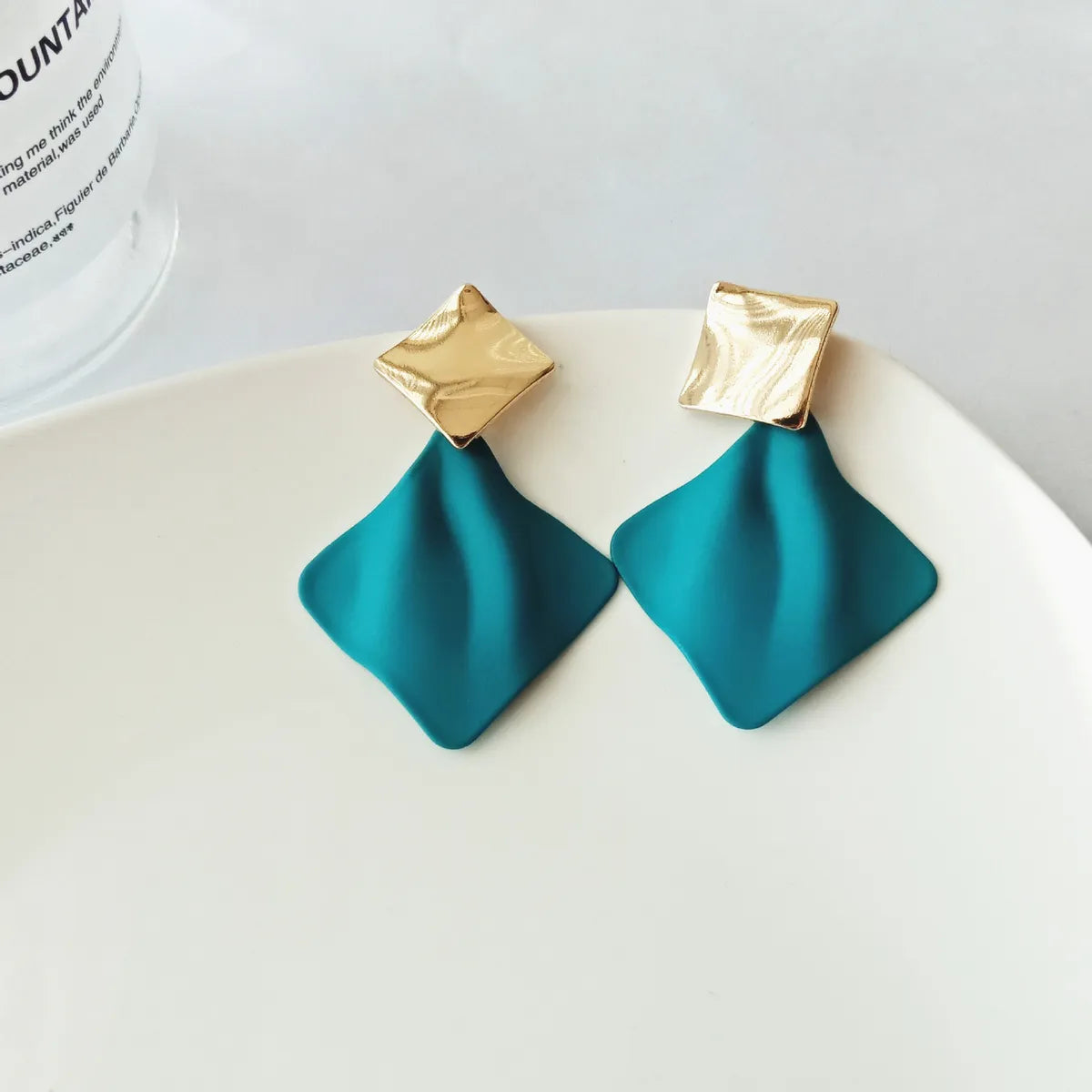 1 Pair Simple Style Square Stoving Varnish Iron Drop Earrings