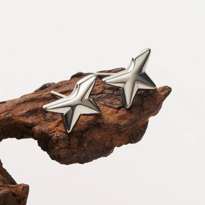 1 Pair Simple Style Star 304 Stainless Steel 18K Gold Plated Ear Studs