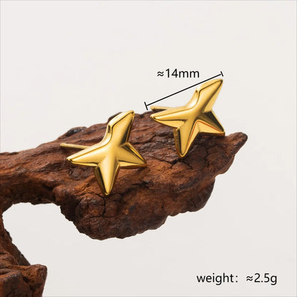 1 Pair Simple Style Star 304 Stainless Steel 18K Gold Plated Ear Studs