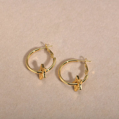 1 Pair Simple Style Star Handmade Plating Stainless Steel 18k Gold Plated Earrings