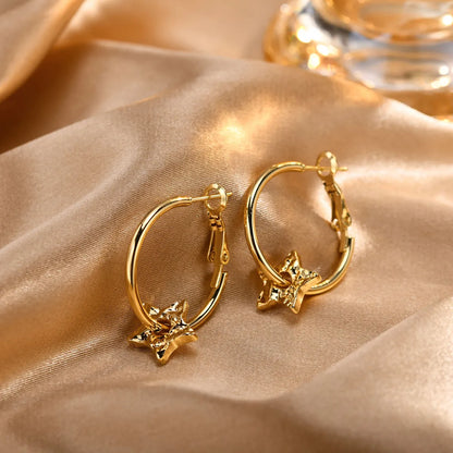 1 Pair Simple Style Star Handmade Plating Stainless Steel 18k Gold Plated Earrings