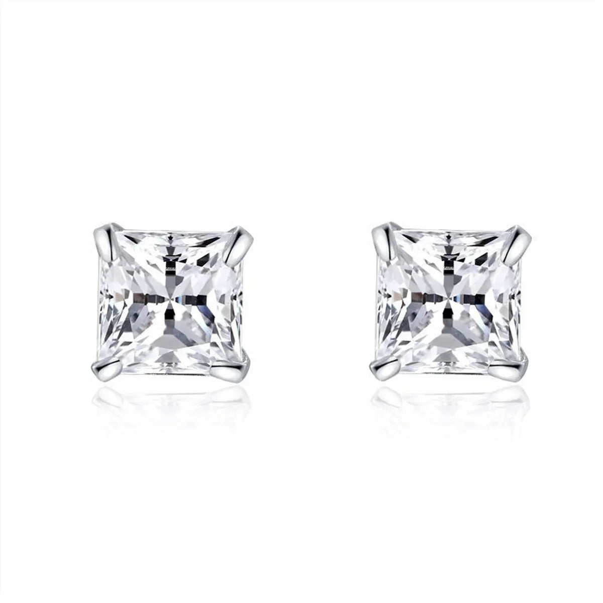 1 Pair Simple Style Star Heart Shape Crown Inlay Sterling Silver Zircon Ear Studs