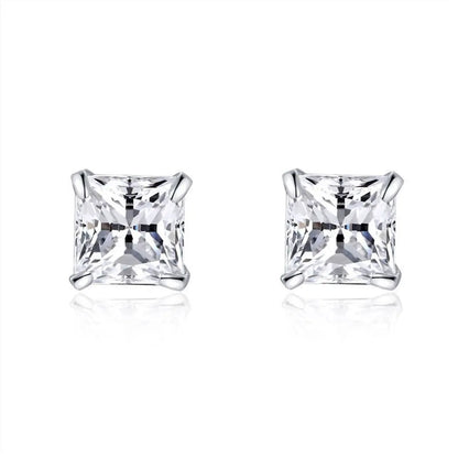 1 Pair Simple Style Star Heart Shape Crown Inlay Sterling Silver Zircon Ear Studs