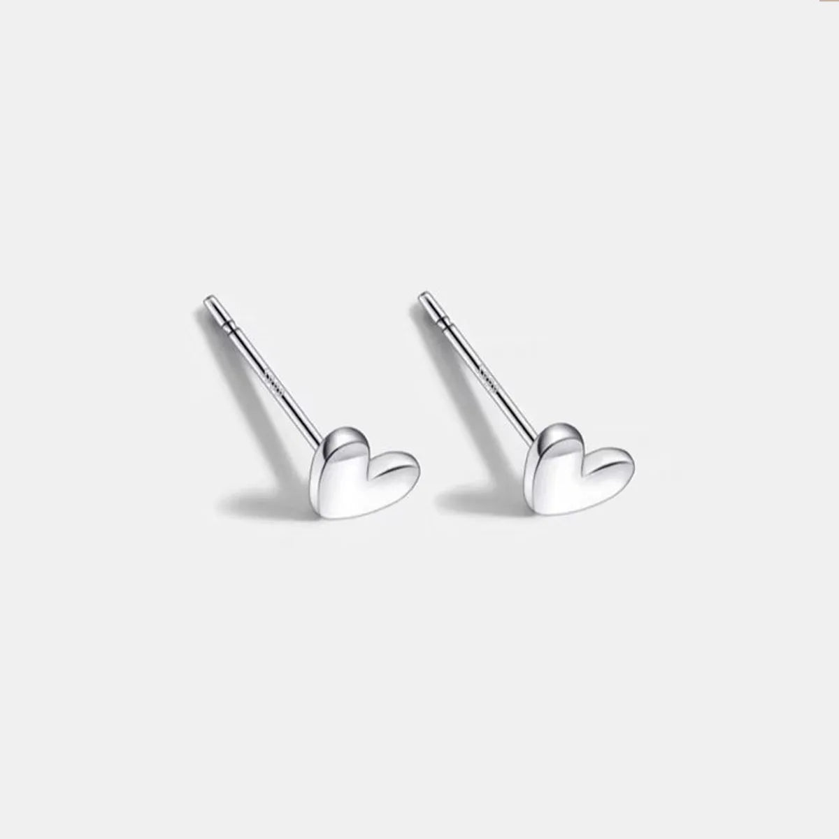 1 Pair Simple Style Star Heart Shape Crown Inlay Sterling Silver Zircon Ear Studs