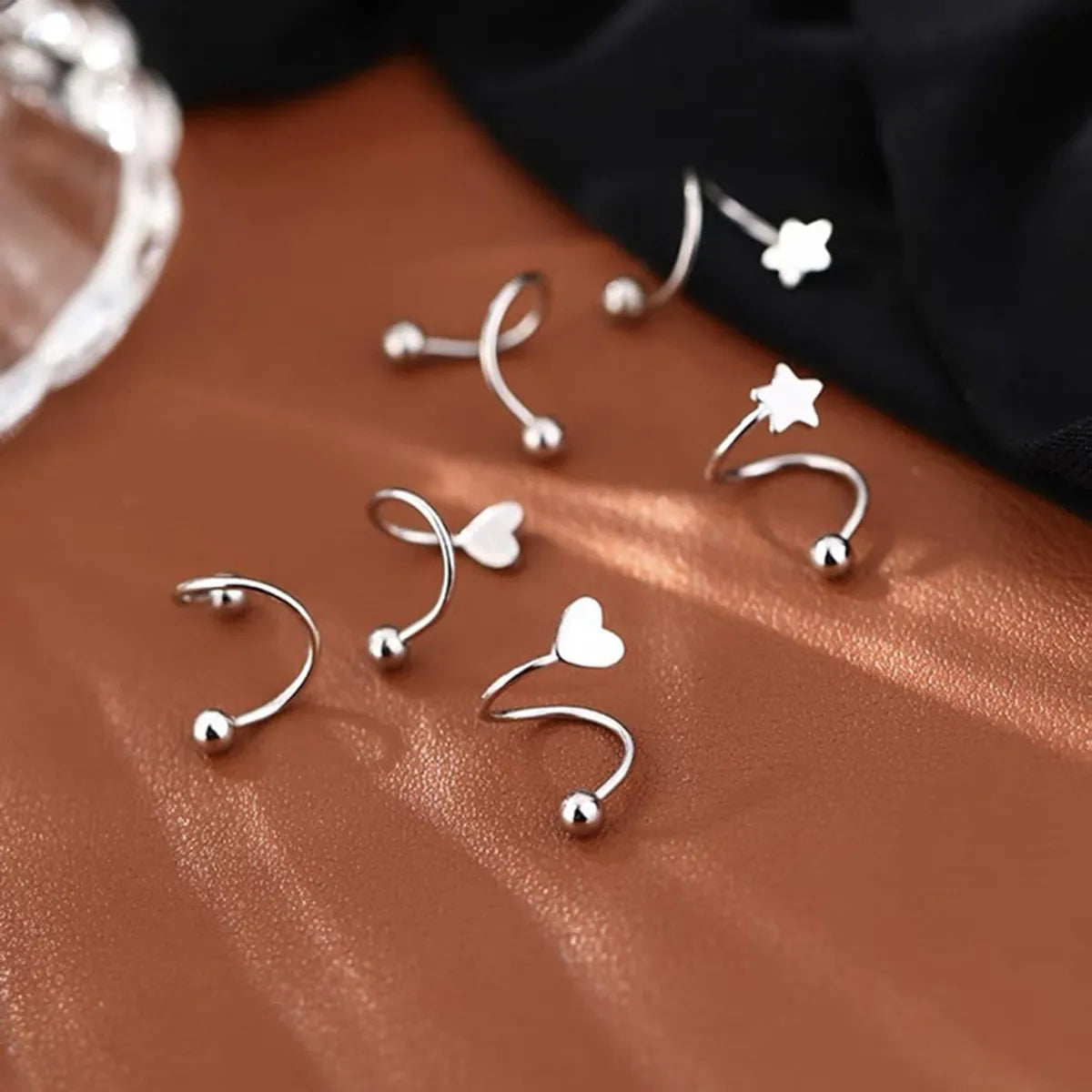 1 Pair Simple Style Star Heart Shape Plating Stainless Steel Ear Studs