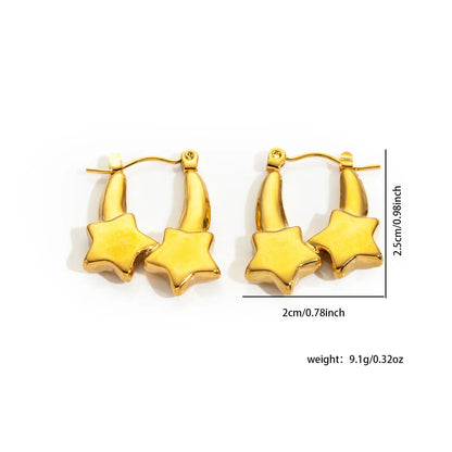 1 Pair Simple Style Star Heart Shape Titanium Steel Earrings