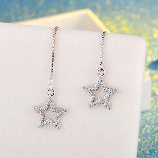 1 Pair Simple Style Star Hollow Out Inlay Copper Artificial Pearls Zircon Ear Line