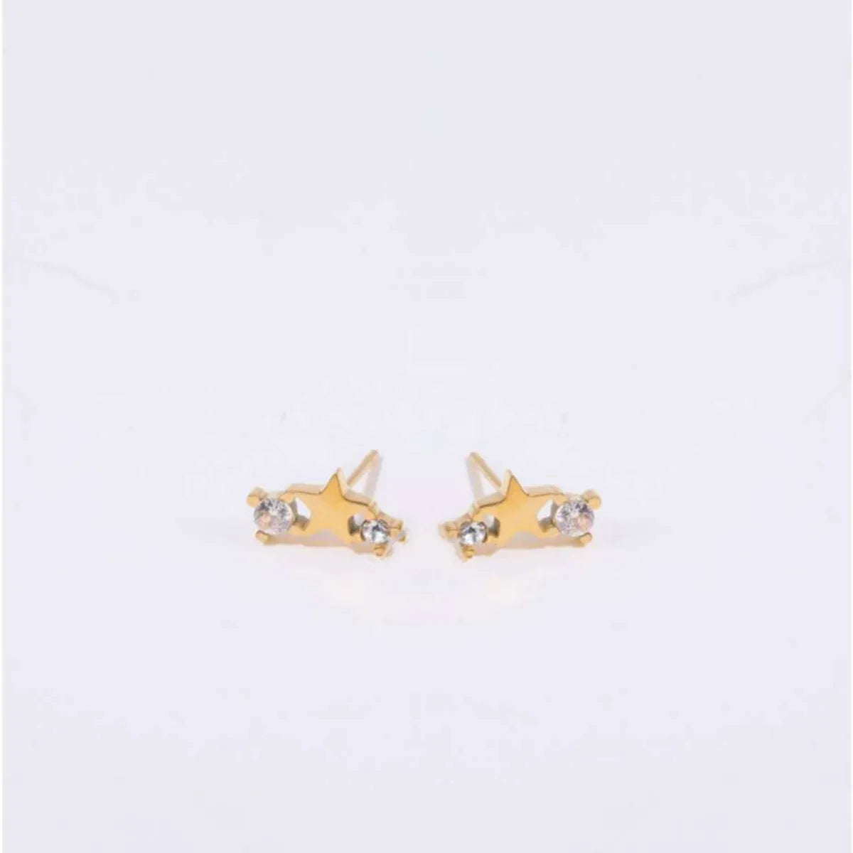 1 Pair Simple Style Star Inlay Stainless Steel Zircon Gold Plated Ear Studs