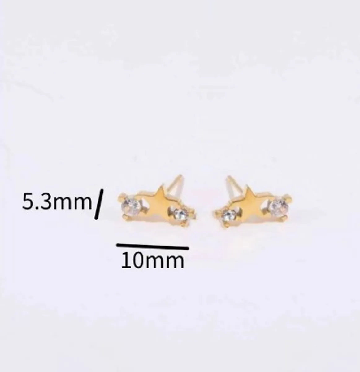 1 Pair Simple Style Star Inlay Stainless Steel Zircon Gold Plated Ear Studs