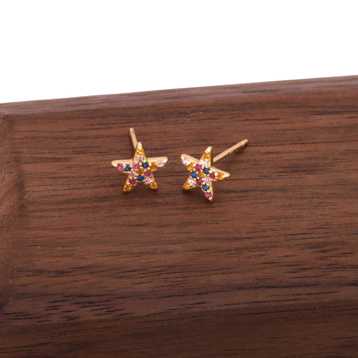 1 Pair Simple Style Star Inlay Sterling Silver Gem Ear Studs