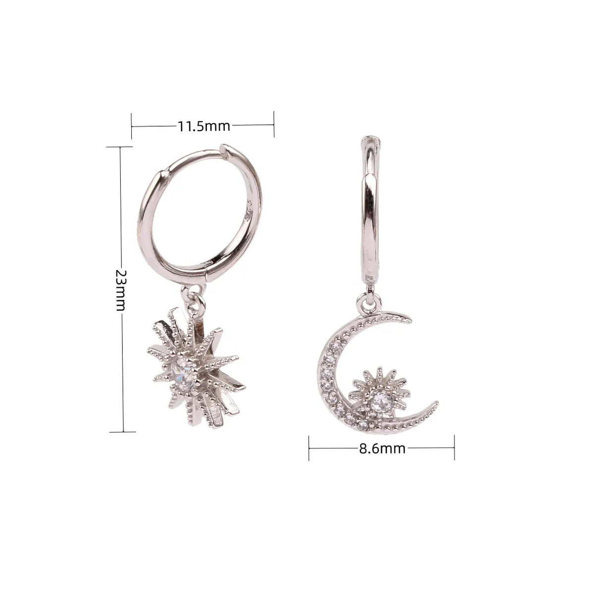 1 Pair Simple Style Star Inlay Sterling Silver Zircon Drop Earrings