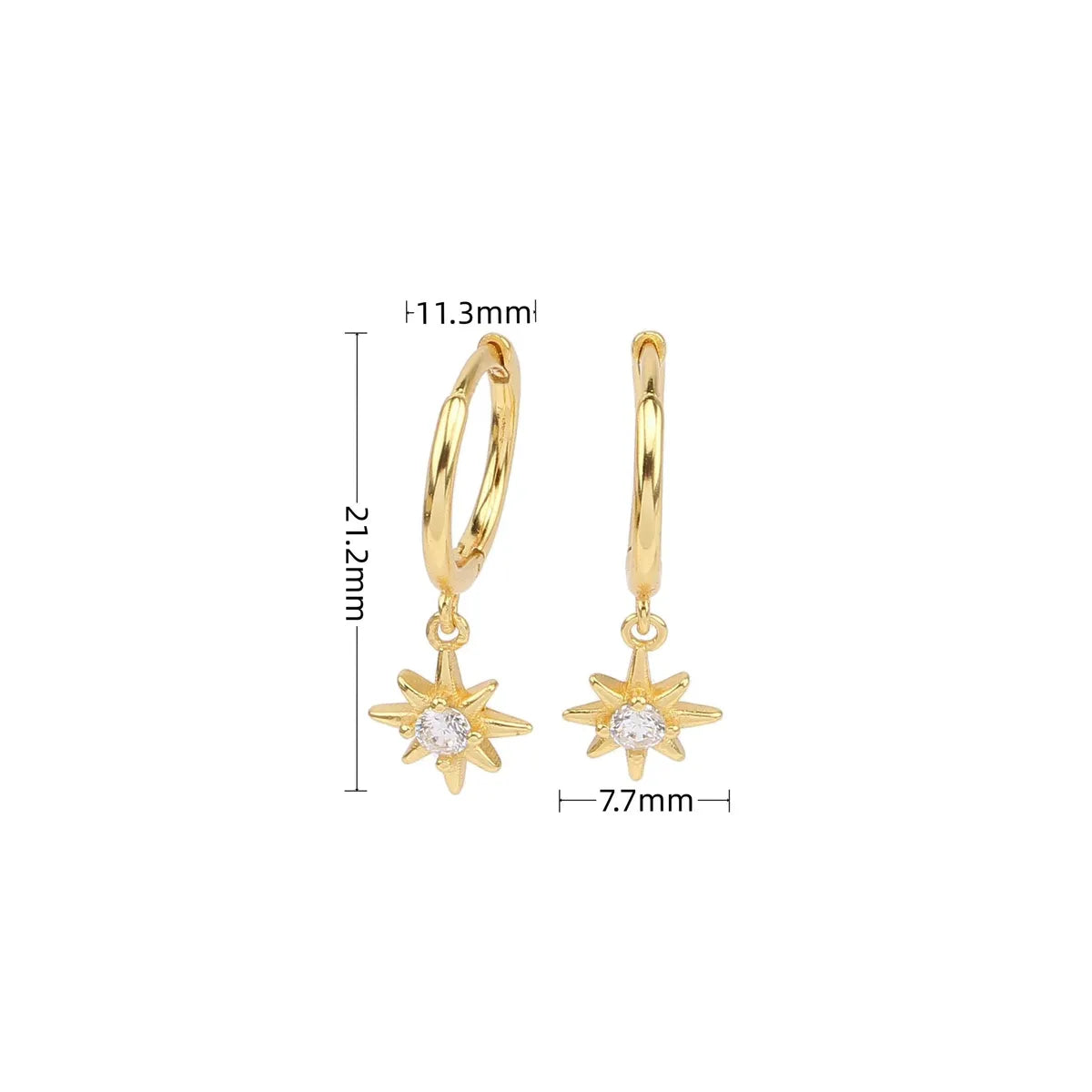 1 Pair Simple Style Star Inlay Sterling Silver Zircon Drop Earrings