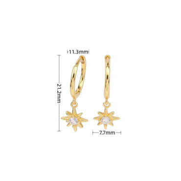 1 Pair Simple Style Star Inlay Sterling Silver Zircon Drop Earrings