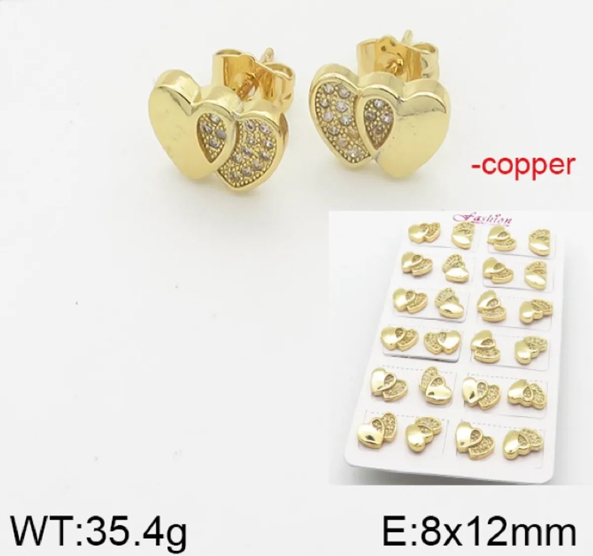 1 Pair Simple Style Star Moon Flower Copper Ear Studs