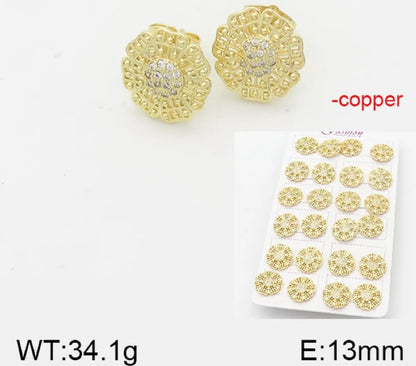 1 Pair Simple Style Star Moon Flower Copper Ear Studs