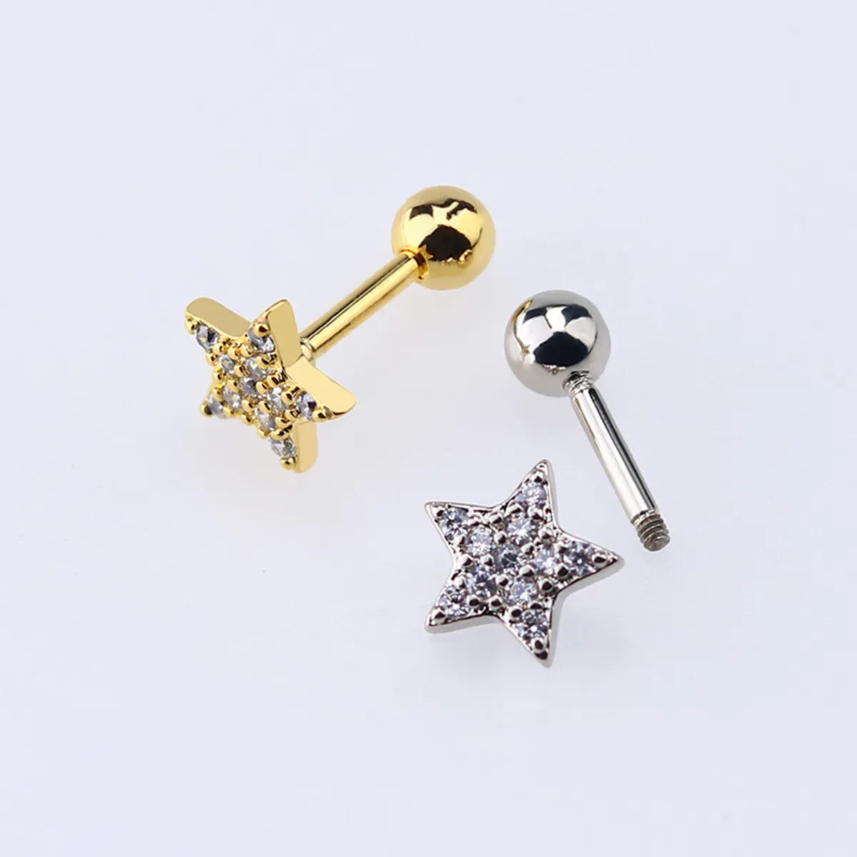 1 Piece Simple Style Star Moon Plating Copper Ear Studs