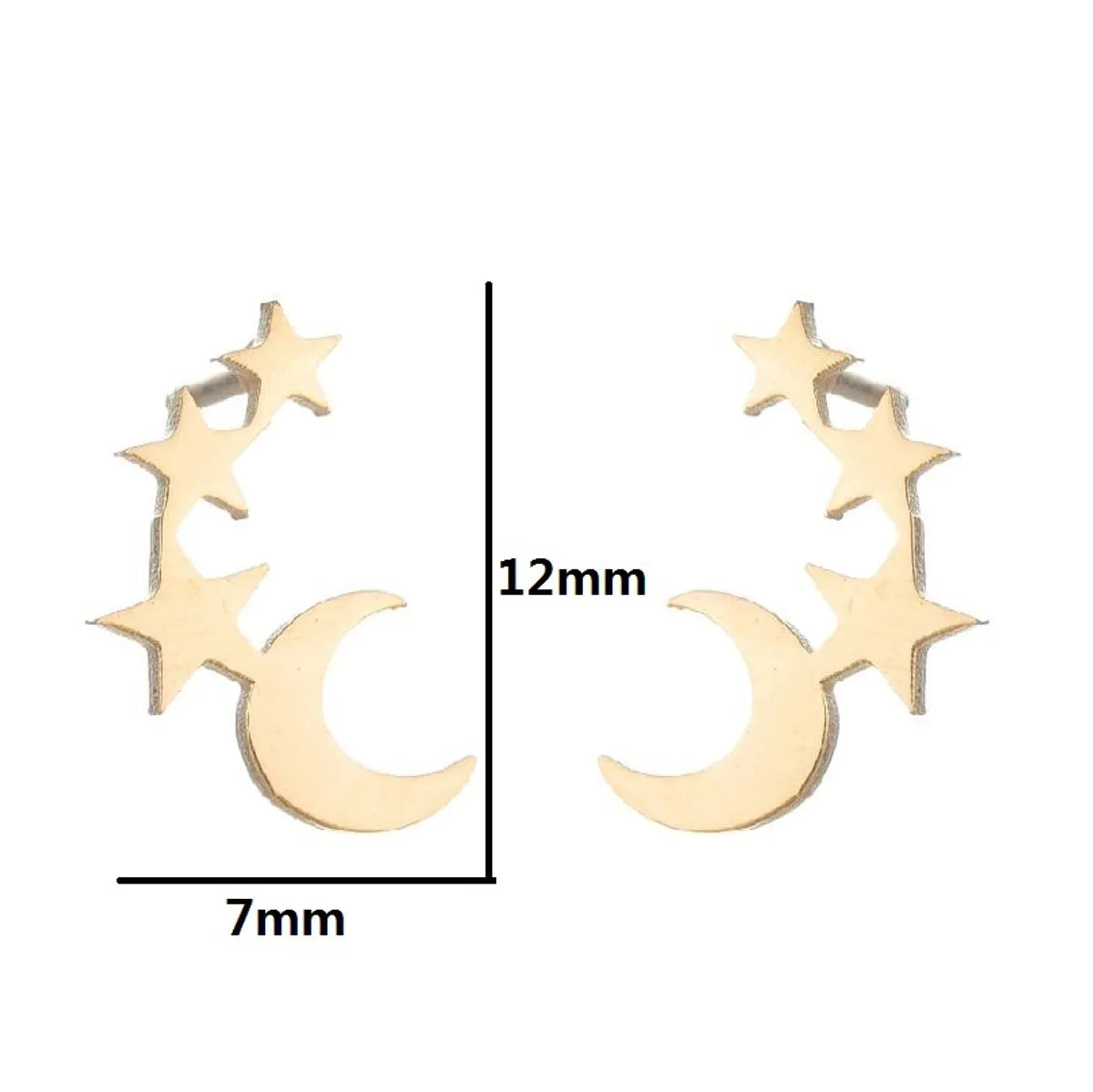 1 Pair Simple Style Star Moon Stainless Steel Ear Studs