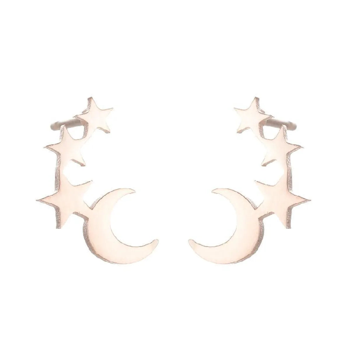 1 Pair Simple Style Star Moon Stainless Steel Ear Studs