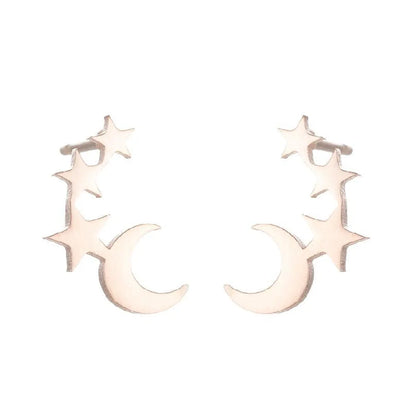 1 Pair Simple Style Star Moon Stainless Steel Ear Studs