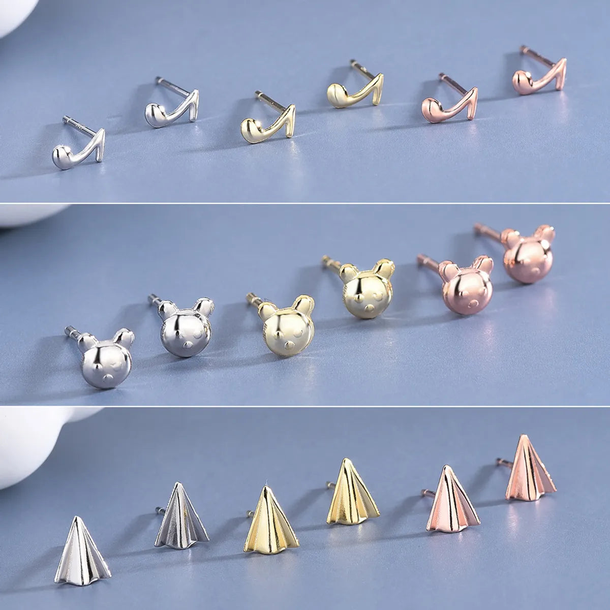 1 Pair Simple Style Star Moon Sterling Silver Ear Studs