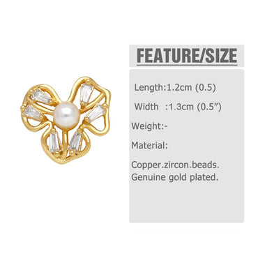 1 Pair Simple Style Star Petal Bee Plating Inlay Copper Zircon 18k Gold Plated Ear Studs