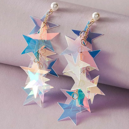 1 Pair Simple Style Star Plating Alloy Drop Earrings