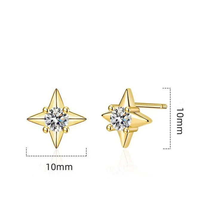 1 Pair Simple Style Star Plating Copper Diamond Ear Studs