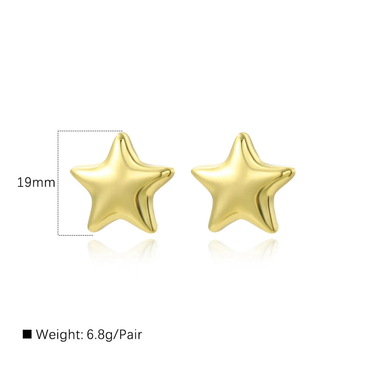 1 Pair Simple Style Star Plating Copper Gold Plated Ear Studs