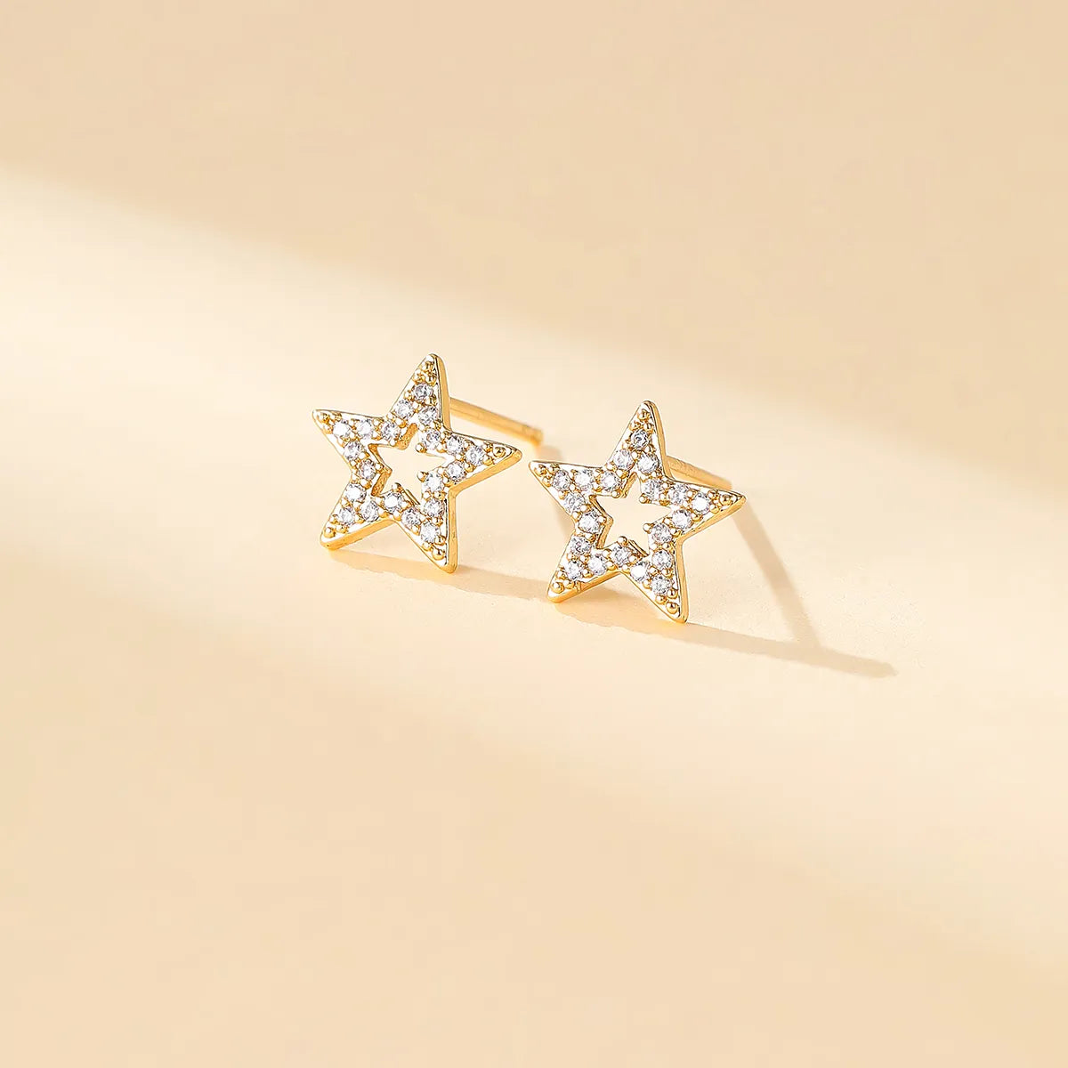 1 Pair Simple Style Star Plating Inlay Copper Zircon 18k Gold Plated Ear Studs