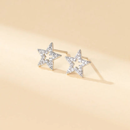 1 Pair Simple Style Star Plating Inlay Copper Zircon 18k Gold Plated Ear Studs