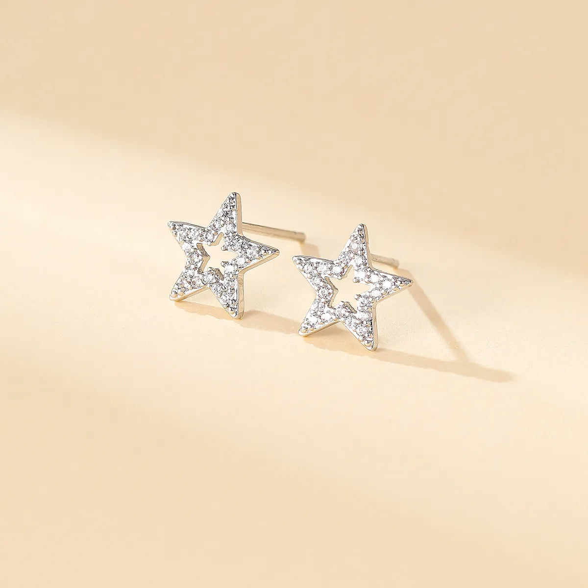 1 Pair Simple Style Star Plating Inlay Copper Zircon 18k Gold Plated Ear Studs