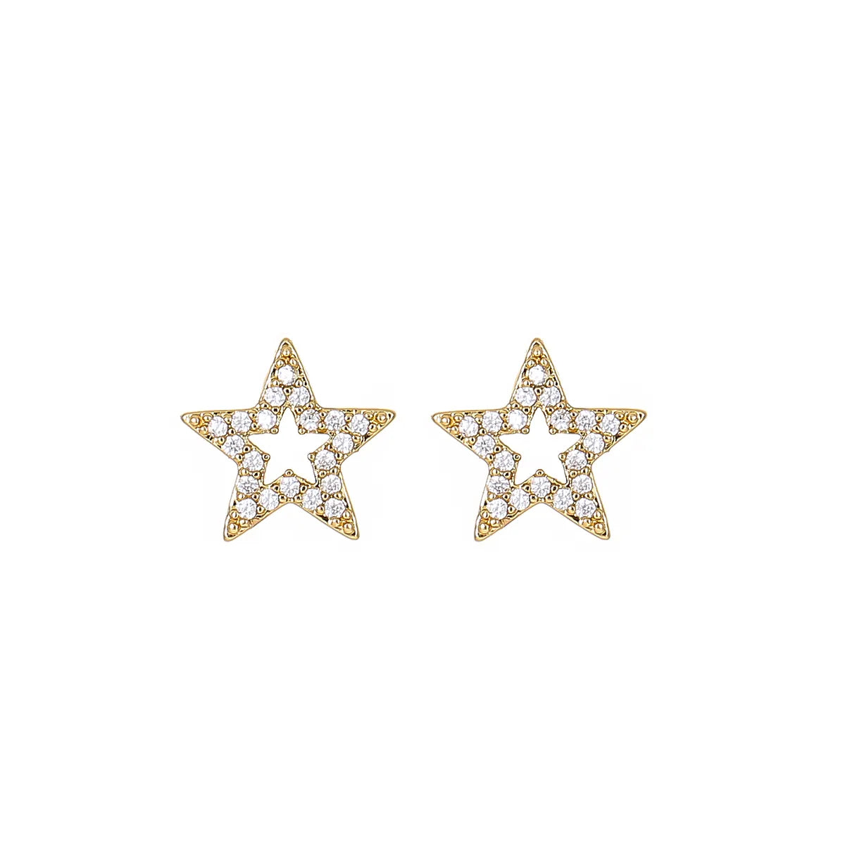 1 Pair Simple Style Star Plating Inlay Copper Zircon 18k Gold Plated Ear Studs