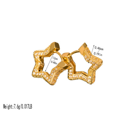 1 Pair Simple Style Star Plating Inlay Copper Zircon White Gold Plated Gold Plated Ear Studs