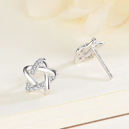 1 Pair Simple Style Star Plating Inlay Sterling Silver Artificial Diamond Earrings